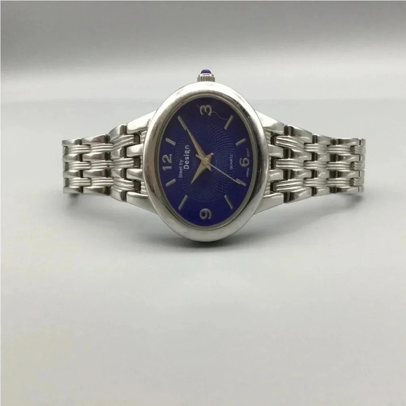 Steel by Design Watch Women 30mm Silver Tone Oval Blue Dial main image 5